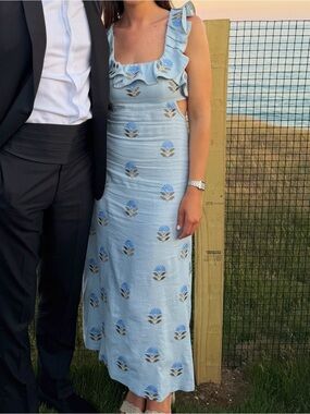 Light Blue Malika Ruffle Maxi Dress